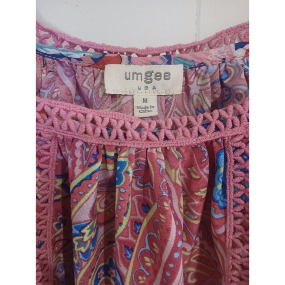Umgee Women's Dress Women's Medium Pink Boho Vintage Peasant Fairy - Picture 3 of 4